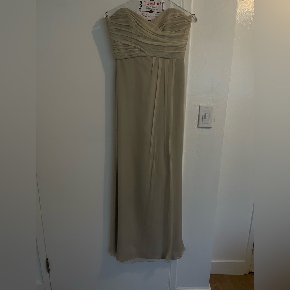 Amsale Silk Strapless Gown in Cream